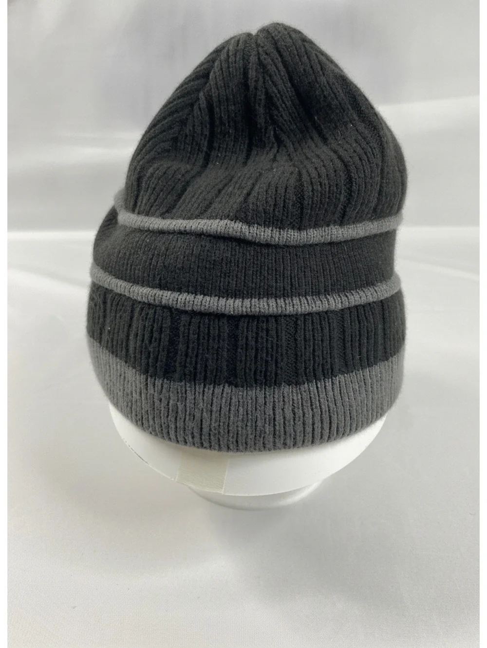 Unbranded Men's Black and Gray Ribbed Knit Beanie Hat Winter